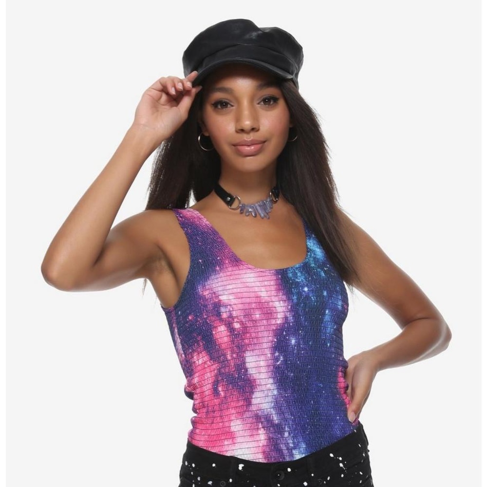 NWT Hot Topic Galaxy Smocked Tank
